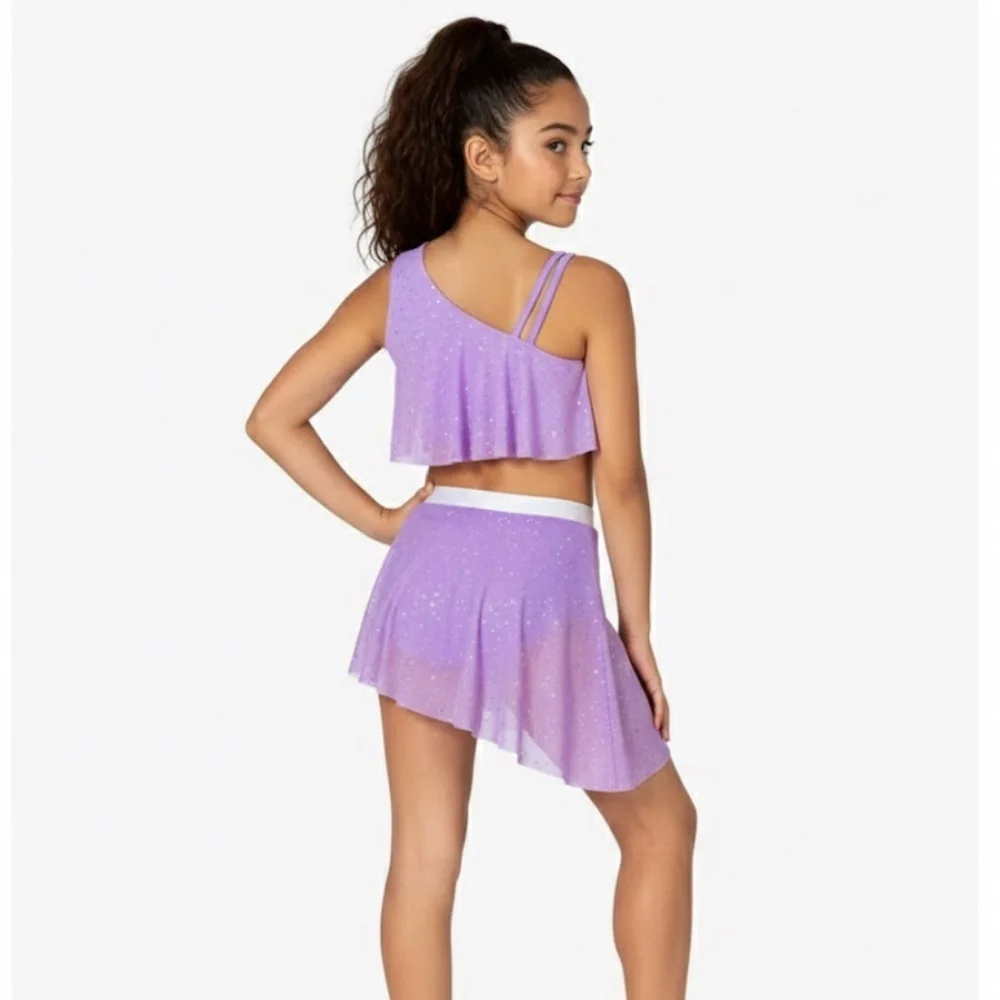 Double Platinum Lilac Shimmer Lyrical Jazz Dance Costume 2 Piece Dancewear